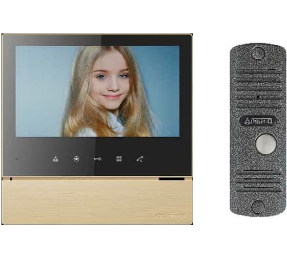 Комплект видеодомофона и вызывной панели COMMAX CDV-70H2(GoldBlackSmog)/AVC305S