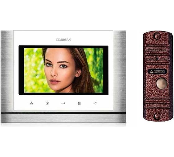 Комплект видеодомофона и вызывной панели COMMAX CDV-70M(WhiteMetalo)/AVC305