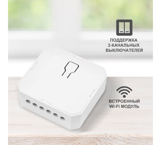 Умное Wi-Fi встраиваемое двухканальное реле SECURIC 10А SEC-HV-201-2W