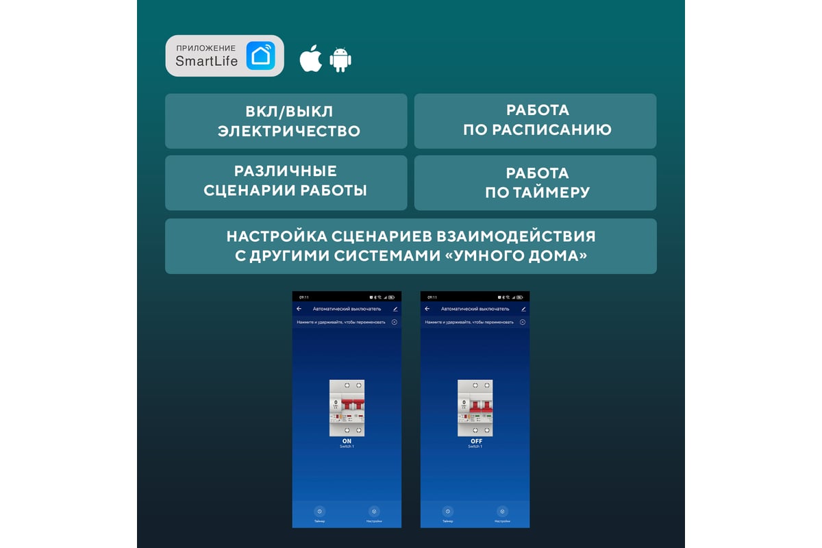 Умный Wi-Fi автоматический выключатель SECURIC 1P/10A SEC-HV-110 - выгодная  цена, отзывы, характеристики, фото - купить в Москве и РФ