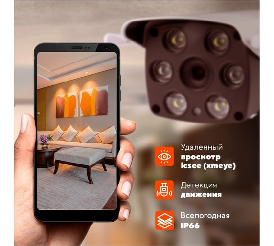 Камера видеонаблюдения PS-link WIFI IP 3Мп 1296P XMS30 с LED подсветкой 3585