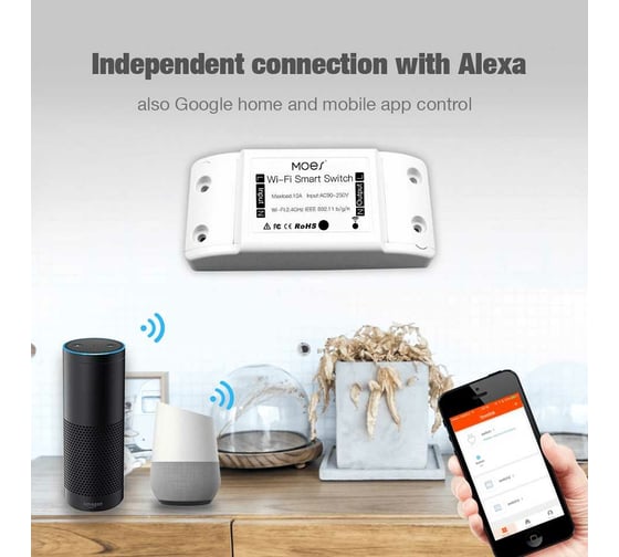 Умный переключатель Moes WIFI SMART SWITCH модели - with WIFI+Bluetooth chip MS-101