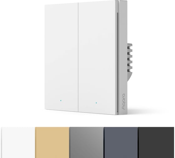 Умный выключатель AQARA двухклавишный с нейтралью Smart Wall WS-EUK04 00-01021726