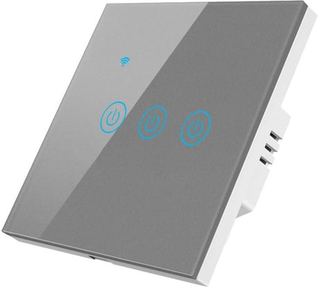 Сенсорный трехкнопочный умный выключатель Roximo серый SWSEN01-3S