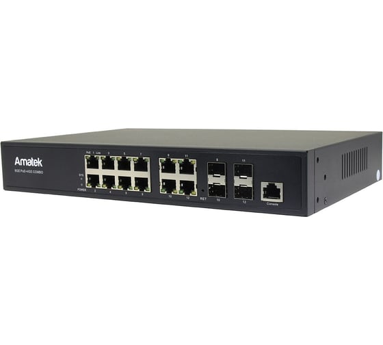 Управляемый L2+ коммутатор Amatek AN-SGM10P8M на 12 GE портов 7000628