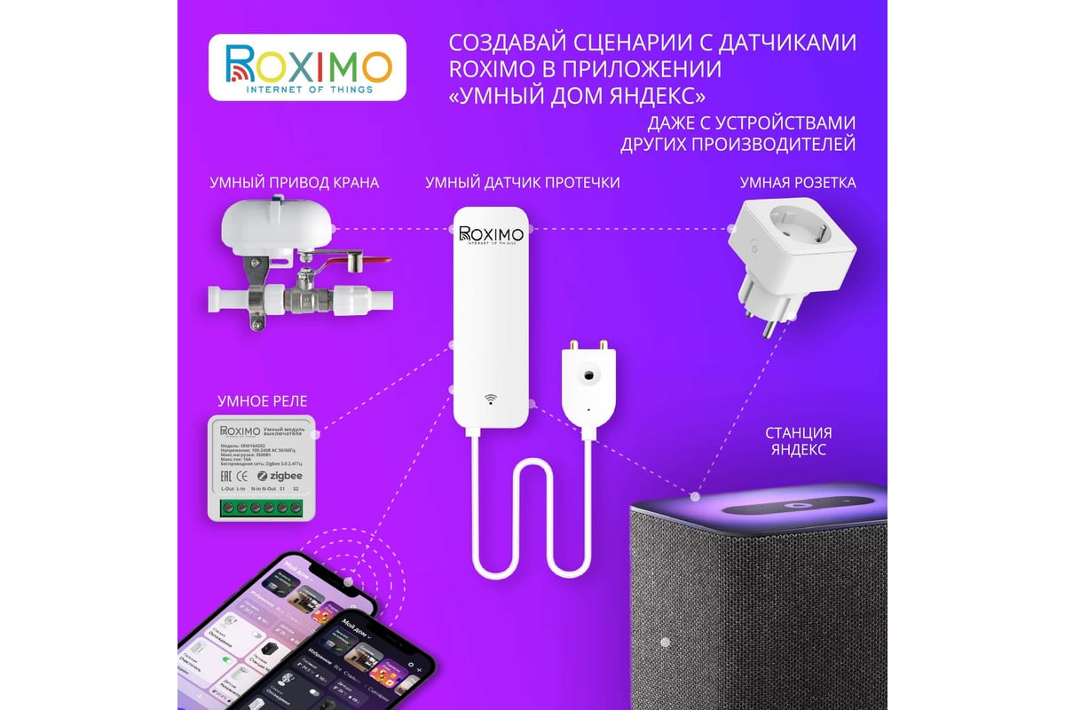 Умный WiFi датчик протечки воды Roximo SWW06