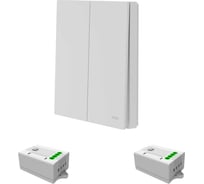 Беспроводной 2-клавишный выключатель GRITT Evolution белый комплект: 1 выключатель IP67, 2 реле 1000Вт 14102