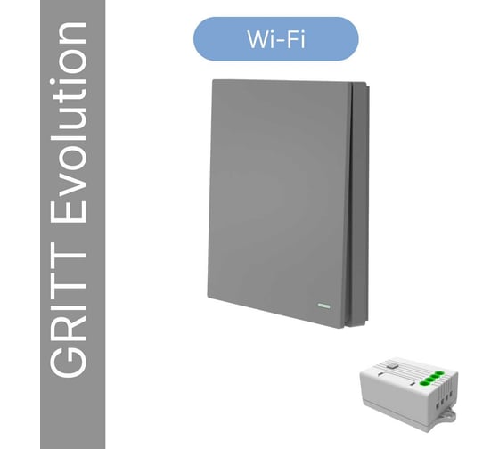 Умный беспроводной 1-клавишный выключатель GRITT Evolution графит комплект: 1 выключатель IP67, 1 реле 1000Вт 433 + WiFi с управлением со смартфона 14128