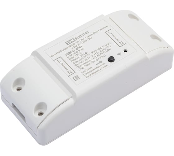 Умное Wi-Fi реле TDM ВФ-МК1-01 10А, 1 канал, IP20 с приложением Wi-Fi Life SQ2603-0001