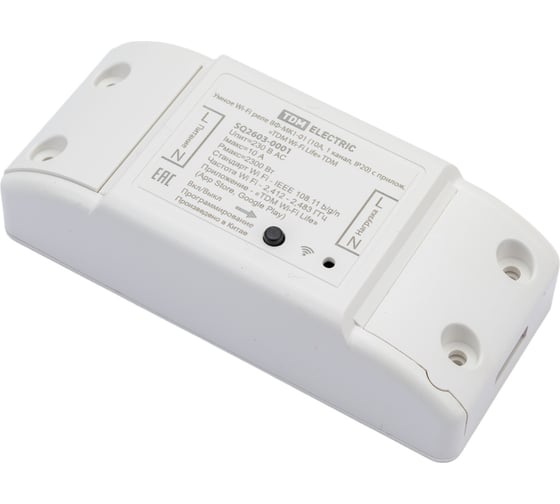 Умное Wi-Fi реле TDM ВФ-МК1-01 10А, 1 канал, IP20 с приложением Wi-Fi Life SQ2603-0001