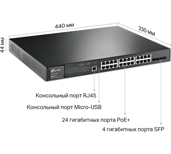 28-портовый гигабитный управляемый коммутатор TP-Link jetstream TL-SG3428MP