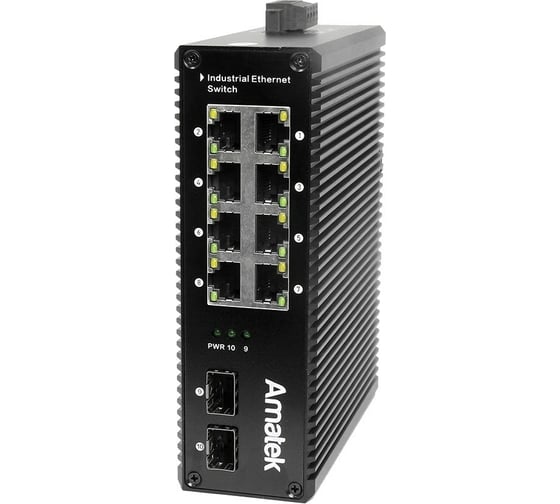 Промышленный 10-портовый гигабитный коммутатор Amatek AN-SXG10P8B L2 7000741