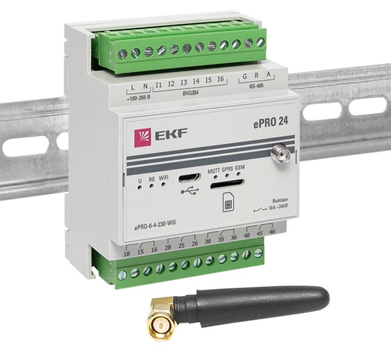 Базовый контроллер удаленного управления EKF ePRO 24 6вх\4вых 230В WiFi GSM с внешней антенной PROxima ePRO-6-4-230-WG1