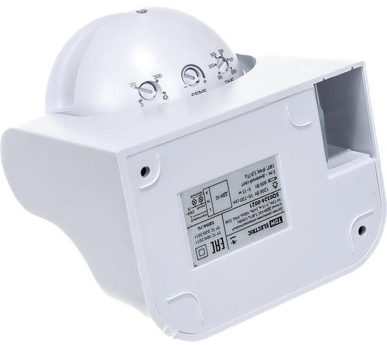Микроволновый датчик движения TDM ДДМ-02С 5,8ГГц 1200Вт, 10-720с, 5-15м, 3+лк, 180гр, IP44 SQ0324-0021
