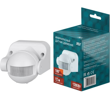 Настенно-потолочный датчик движения REV угол охвата 180, IP44, белый REV 15317 7