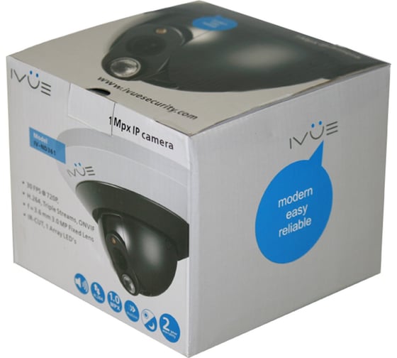 Внутренняя купольная IP камера 1.0Mpx, PoE-сплиттер IVUE iVue-IPC-ID10F36-10