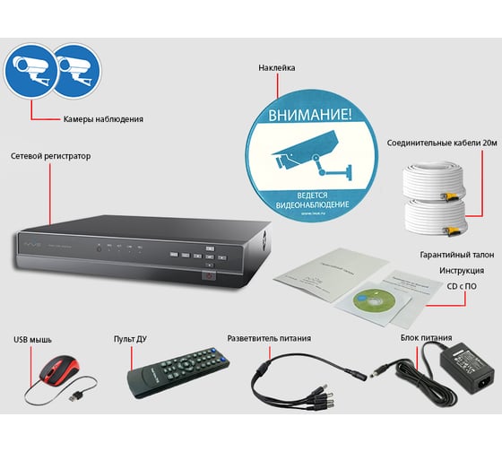 Комплект видеонаблюдения AHD 1MPX Дача 4+2 IVUE IVUE-D5004 AHC-B2