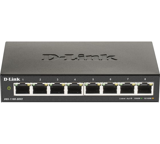 Настраиваемый l2 коммутатор d-link с 8 портами 10/100/1000base-t DGS-1100-08V2/A1A 1
