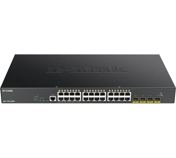 Настраиваемый коммутатор 2 уровня d-link с 24 портами и 4 портами 10gbase-x sfp+ (24 порта с поддержкой poe 802.3af/802.3at 30 Вт DGS-1250-28XMP/A1A 1