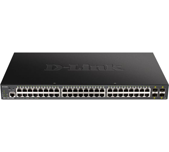 Настраиваемый коммутатор 2 уровня d-link с 48 портами и 4 портами 10gbase-x sfp+ (48 портов с поддержкой poe 802.3af/802.3at DGS-1250-52XMP/A1A