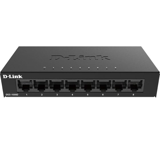 Неуправляемый коммутатор d-link с 8 портами 10/100/1000 base-t и функцией энергосбережения DGS-1008D/K2A 1