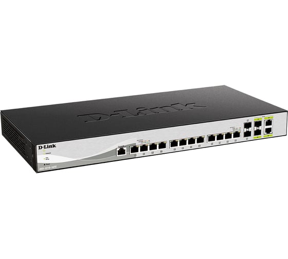 Proj настраиваемый коммутатор d-link smartpro уровня 2+ 12 портами 10gbase-t 2 портами 10gbase-x sfp+ 2 комбо-портами 10gbase-t/sfp+ DXS-1210-16TC/A3A