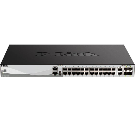 Proj управляемый l3 стекируемый коммутатор d-link с 24 портами 10/100/1000base-t, 2 портами 10gbase-t и 4 портами 10gbase-x sfp+ DGS-3130-30TS/B1A 1