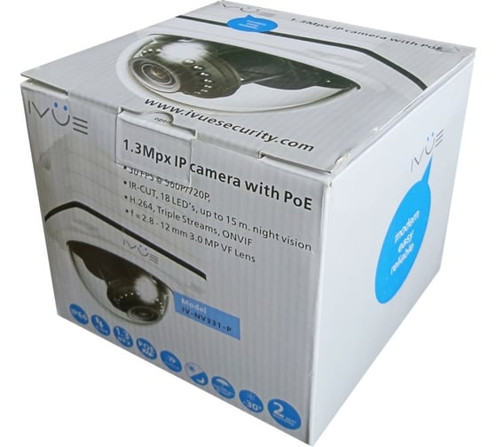 Накладная квадратная IP камера 1.3Mpx c функцией PoE IVUE NV331-P