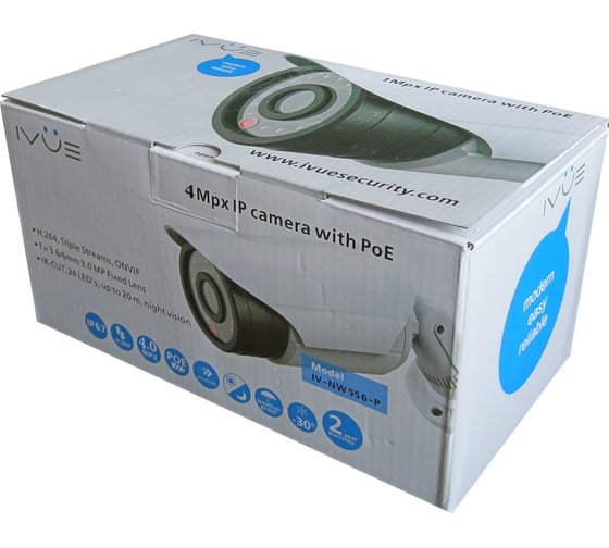 Наружная всепогодная IP камера 4Mpx, PoE IVUE iVue-IPC-OB40F36-20P