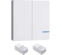 Умный выключатель GRITT Practic SX 2кл. белый комплект: 1 выключатель, IP67, 2 радиореле 1000Вт 433 + WiFi с управлением со смартфона 11118 26749106