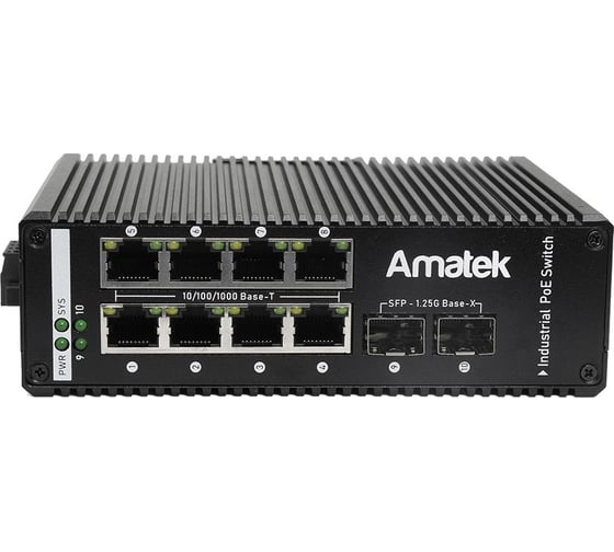 Промышленный 10-портовый гигабитный управляемый коммутатор Amatek An-sxgm10p8b 7000779