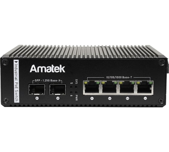 Промышленный 6-портовый гигабитный управляемый коммутатор Amatek An-sxgm6p4a 7000790
