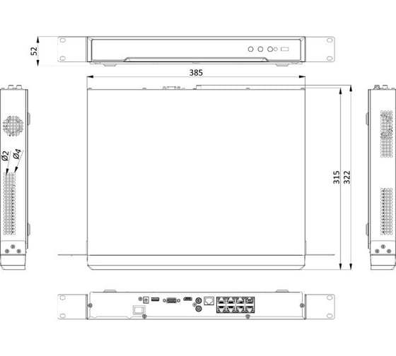 8-ми канальный ip-регистратор HIWATCH DS-N308/2P(C) АВ5061708
