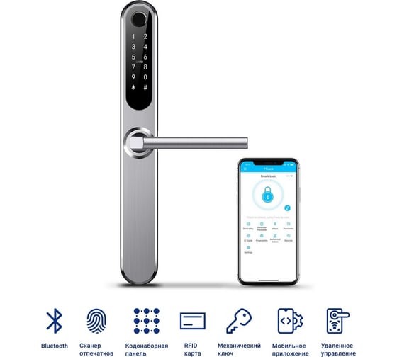 Электронный замок Novilock Smart slim silver v.4203 с врезным механизмом 4585 v.4933 4998