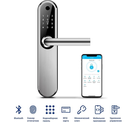 Электронный замок Novilock Smart plus silver v.4208 с врезным механизмом 6085 v.4938 4961