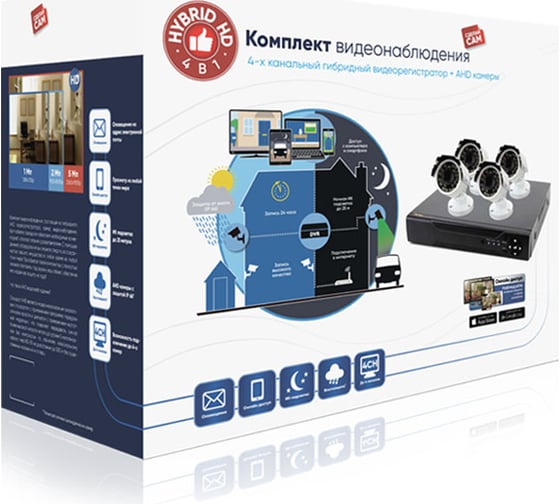Комплект видеонаблюдения PS-link ahd kit-c503hdc 3 уличные 5мп colorfull камеры 4115
