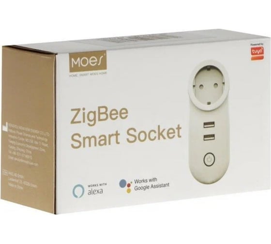1-постовая розетка Moes Smart Socket, Zigbee, 110-240 В, 16А, белая ZP-LZ-EU2U