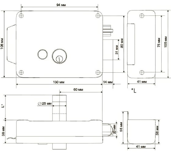 Электромеханический накладной замок VETTORE rj105b 3 keys (из нерж. стали с защитой от влаги, 3 ключа) sn (сатин) 20332