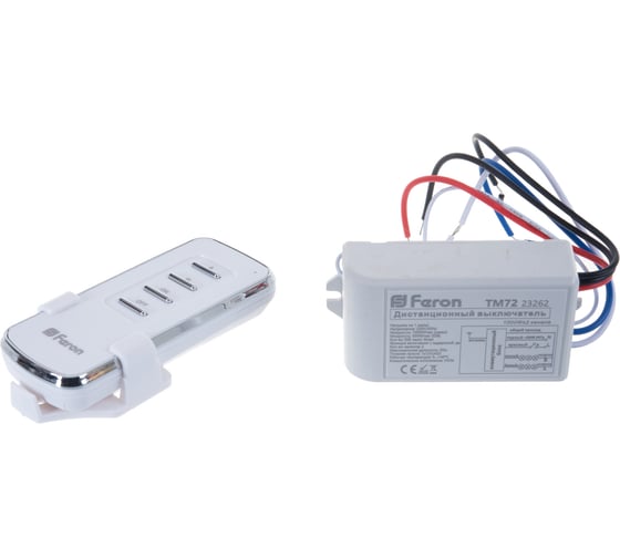 Дистанционный 2-х канальный выключатель с пультом управления (230V, 1000W, 30м, белый) FERON TM72 23262