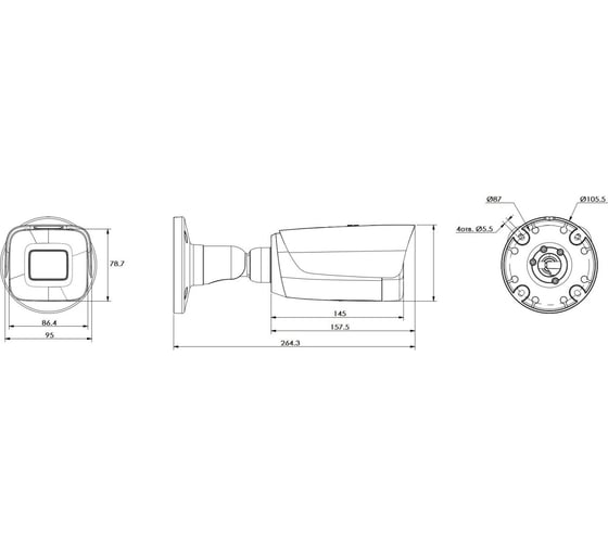 IP камера OMNY PRO M65SE1 2812 буллет 5Мп (2608x1960) 30к/с, 2.8-12мм мотор., F1.6-3.3, EasyMic, аудиовыход, 802.3af A/B, 12±1В DC, ИК до 80м OMNY M65SE1 2812