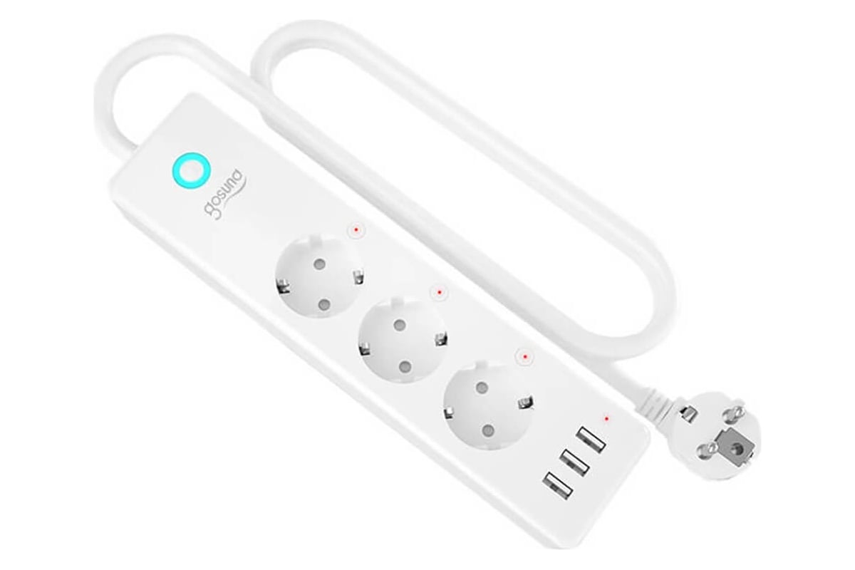 Умный сетевой фильтр GOSUND Smart plug, 3 USB outlet, total 3.1A 3 sockets  seperate controlled P1 - выгодная цена, отзывы, характеристики, фото -  купить в Москве и РФ