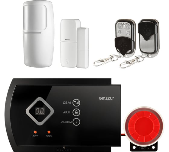 Охрана GINZZU HS-K12B GSM, 1 дат.движ, 1 дат.двери, 2 пульта, сирена 11772