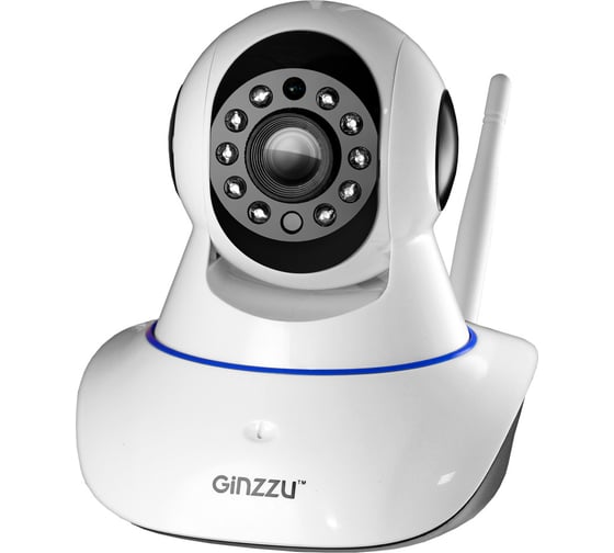 Камера GINZZU HWD-1032X, WiFi 1.0Mp SC1045, 3.6mm, P/T, IR 10м, alarm, пластик 15423