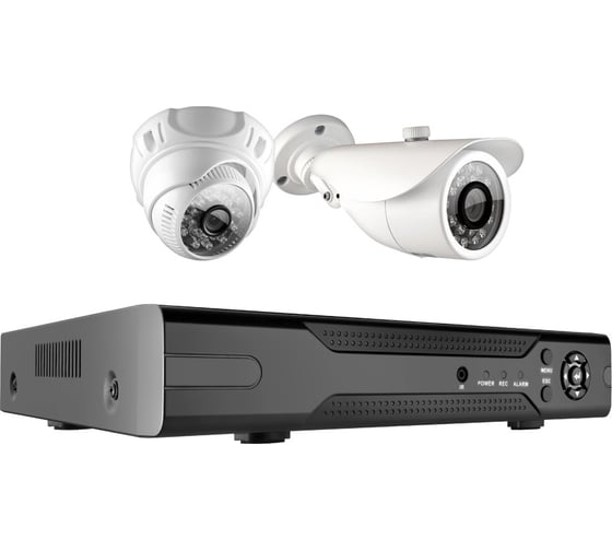 Комплект видеонаблюдения GINZZU HK-420D, 4ch, 1080N, HDMI, 1 уличная+1 купольная камера 1.0Mp, IR20м 13205