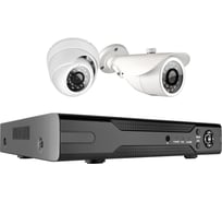 Комплект видеонаблюдения GINZZU HK-423D, 4ch, 1080N, HDMI, 1 уличная+1 купольная камера 2.0Mp, IR20м 14983