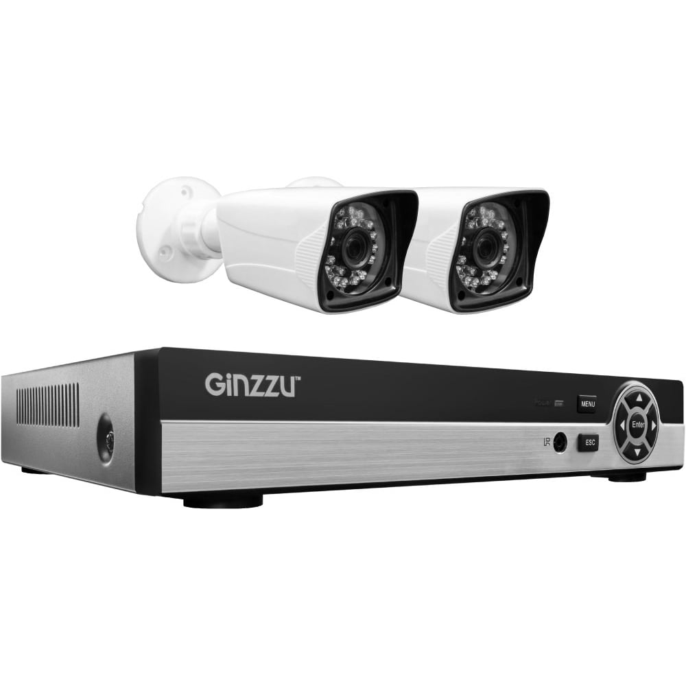 Комплект видеонаблюдения GINZZU HK-425D, 4ch, 1080N, HDMI, 2 уличные ...