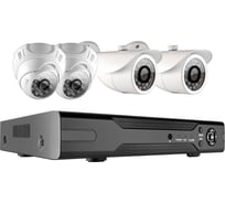 Комплект видеонаблюдения GINZZU HK-440D, 4ch, 1080N, HDMI, 2 уличные+2 купольные камеры 1.0Mp, IR20м 13191