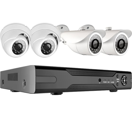 Комплект видеонаблюдения GINZZU HK-442D ,4ch, 1080N, HDMI, 2 уличные+2 купольных камеры 2.0Mp, IR20м 13702