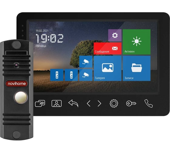Комплект full hd видеодомофона Novihome Surface 7 fhd kit dark v. 4256