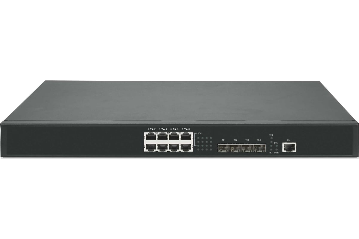 Управляемый коммутатор Gigalink l3 poe , stack, 8 1/2.5 гбит/с poe, 4  1/10гбит/с sfp+, poe 370вт GL-SW-G305-12P